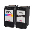 U.S. Remanufactured for Canon PG-245XL Black CL-246XL Color Combo Pack High Yield Ink Cartridges