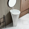 Carrara White Marble Designer Pedestal Bathroom Sink 16.5x36 In