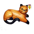 Carved Cat with Paw Hanging 8" long