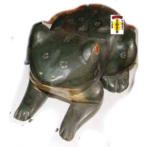 Hand Carved Frog with Red Eyes
