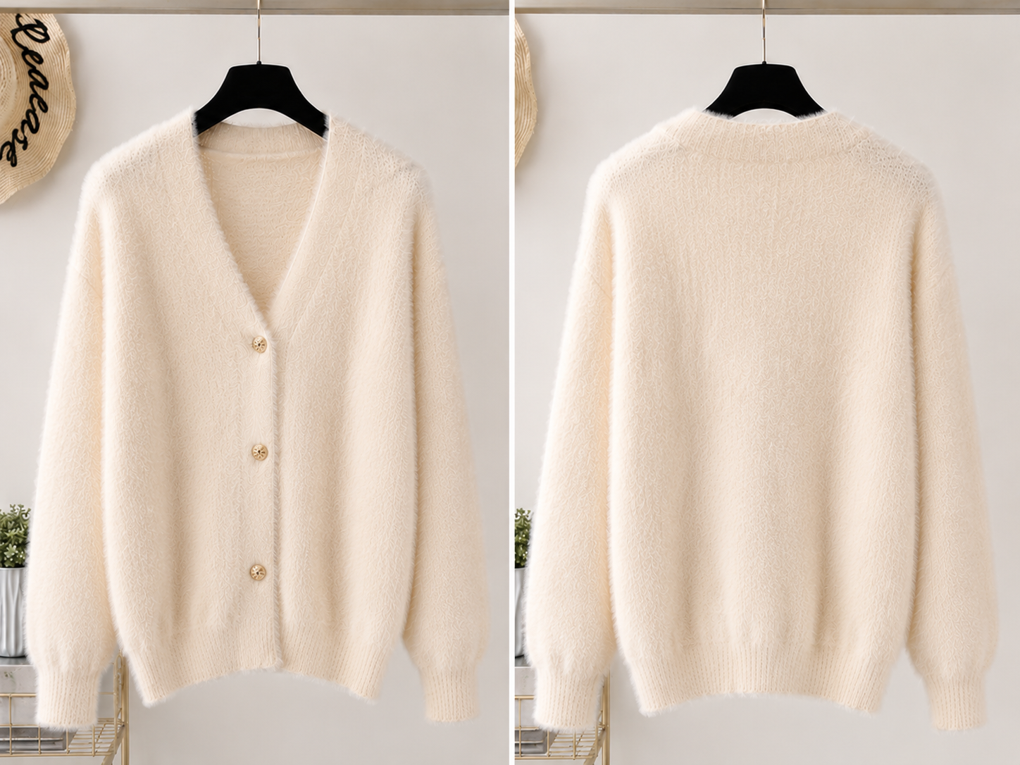 Women's V-Neck Button Front Long Sleeve Knit Cardigan