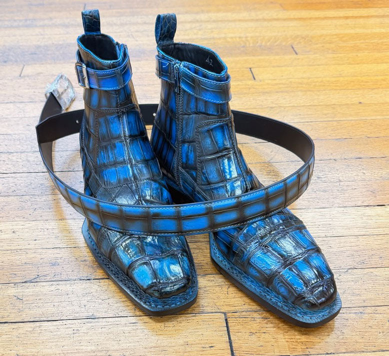 Style: Maurice Alligator Belt-Blue