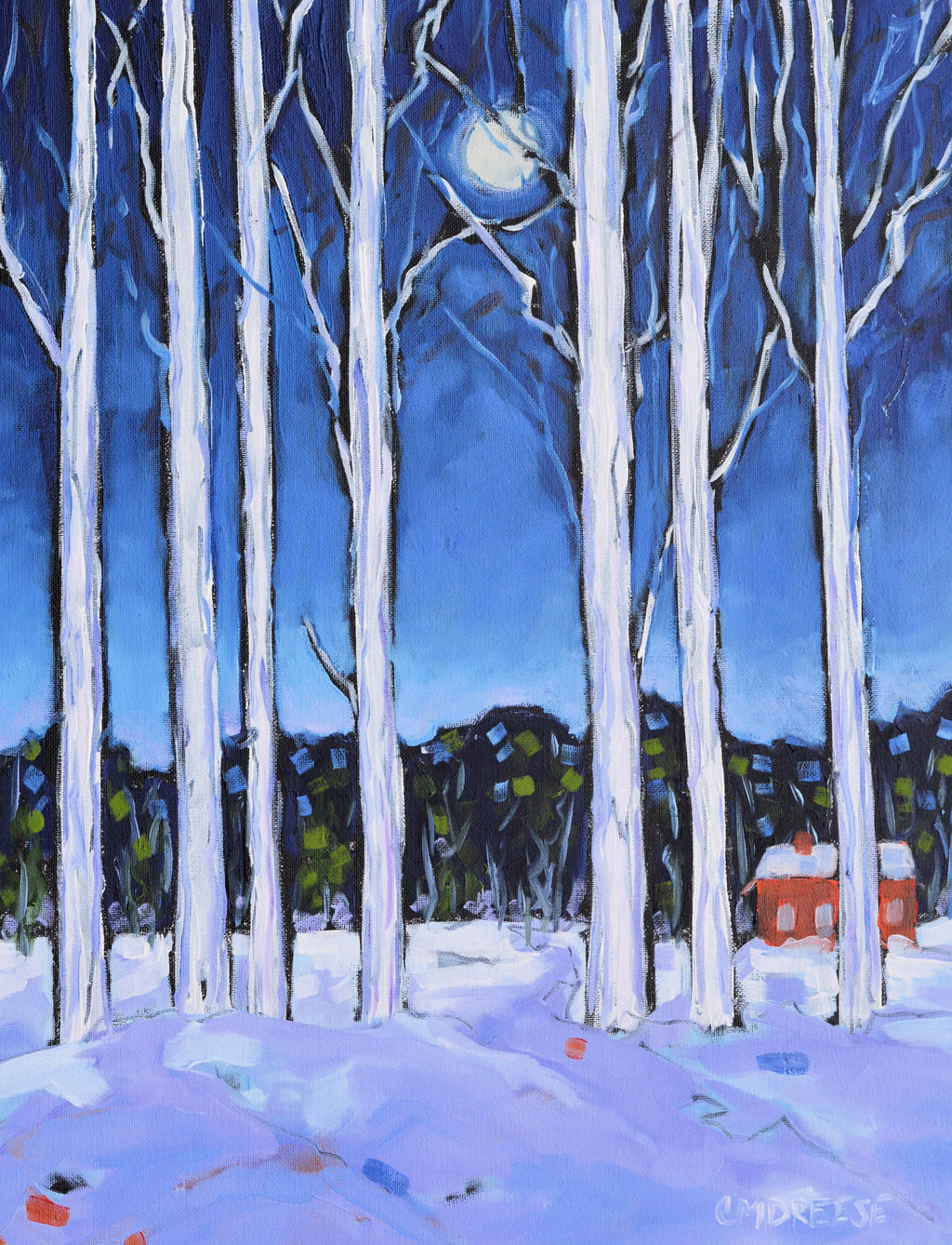 "Blame it on the Moon" Winter Moon Print on Paper, Wood Panel - Wall Art Home Decor