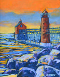 "Grand Haven Lighthouse: Burning Sky, Quiet Shore"  Print- Wall Art Home Decor