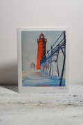Notecard - The Magic of Winter Grand Haven Lighthouse