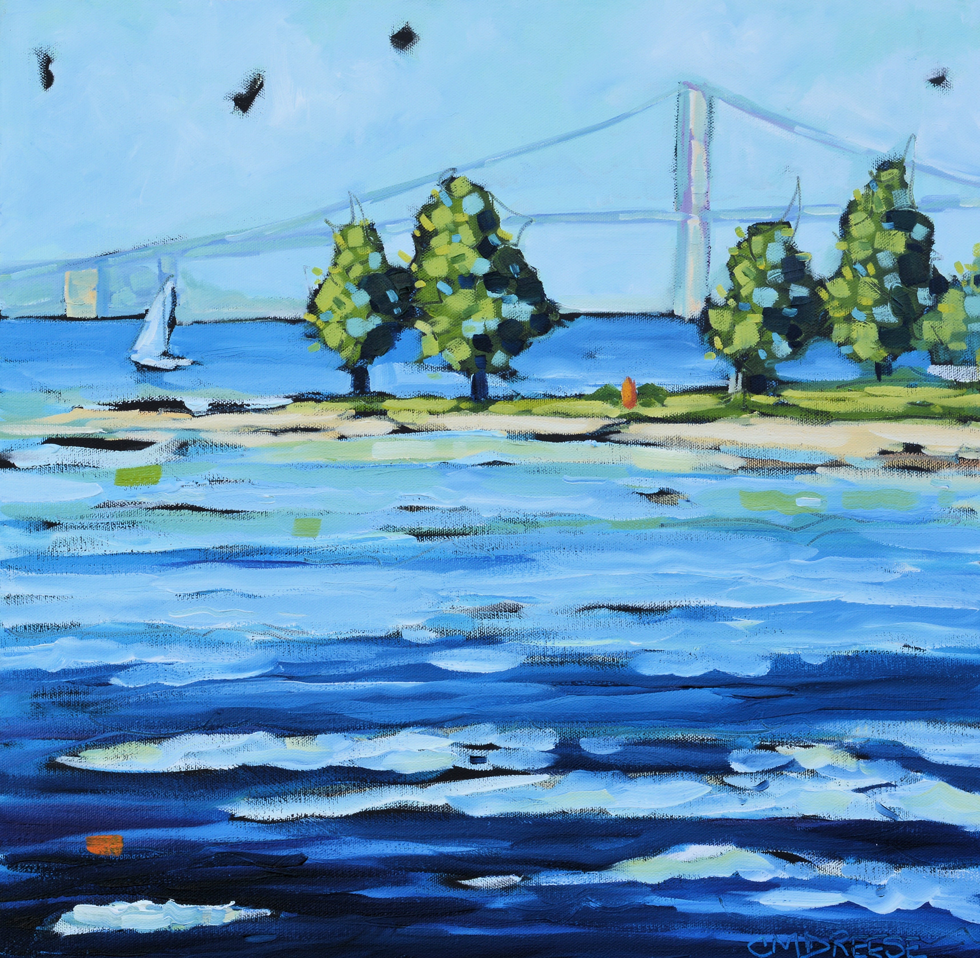 "Mackinac Bridge" Oil Painting on Canvas, Mackinac Island, Artist Christi Dreese