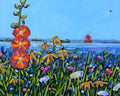 "Hollyhock Views on Mackinac Island" Flower Print on Paper- Wall Art Home Decor
