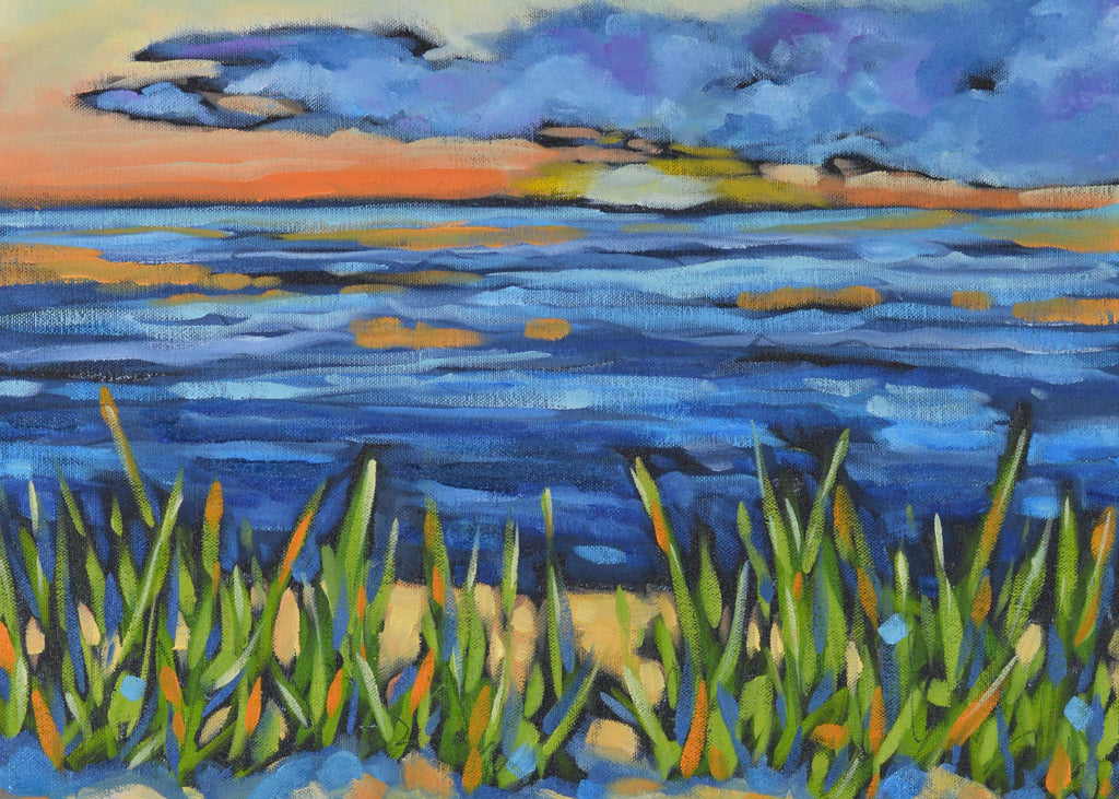 "Reset at Sunset" Sunset Beach Glass Art Print