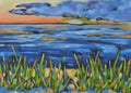 "Reset at Sunset" Sunset Beach Glass Art Print