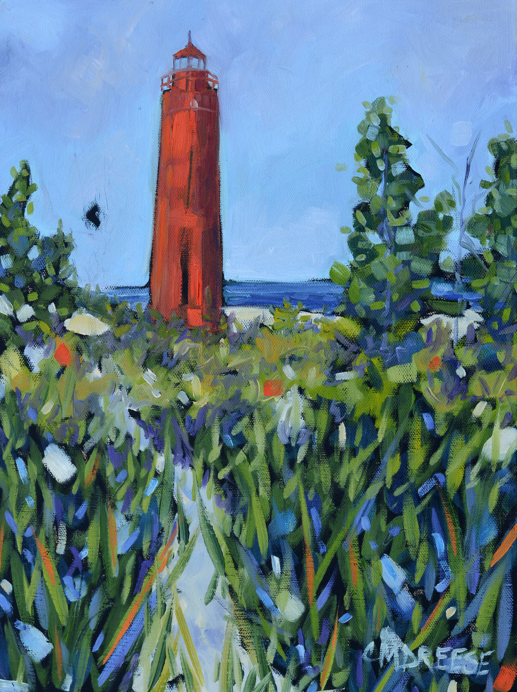 "Little Sable Lighthouse" Silver Lake Glass Art Print