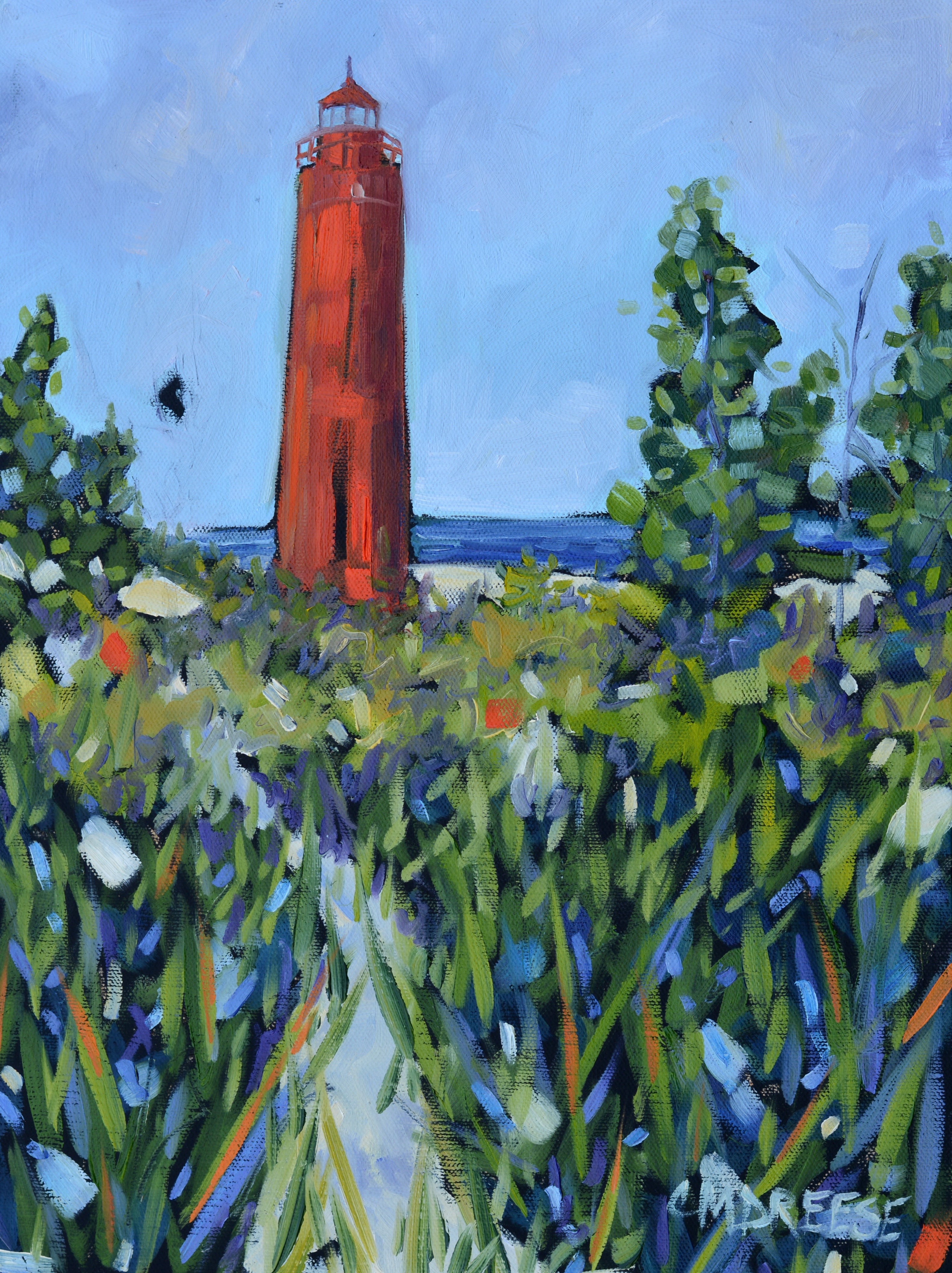 "Little Sable Lighthouse" Silver Lake Glass Art Print