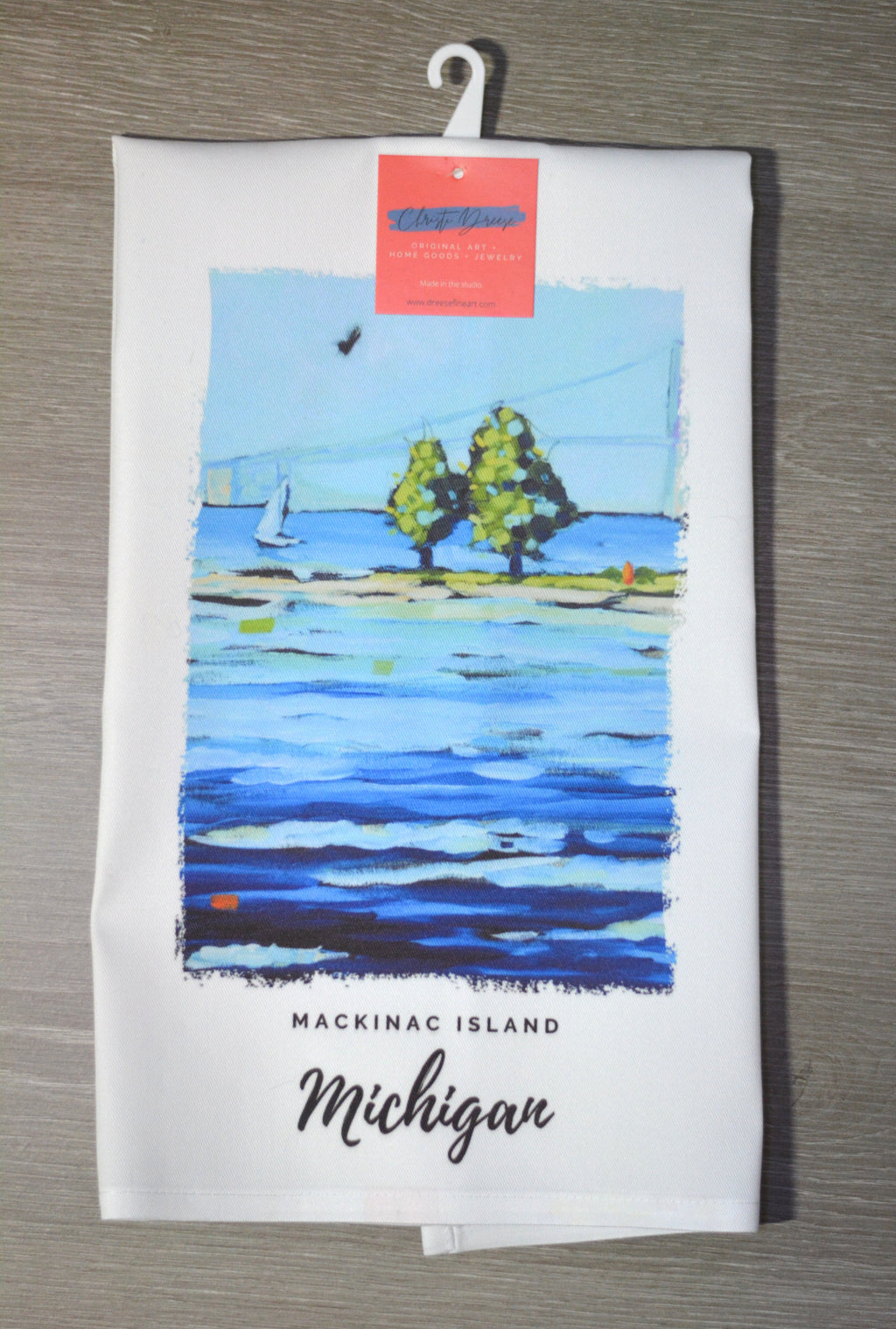 Dish Towel - "Sailing- Mackinac Bridge Kitchen Towel"