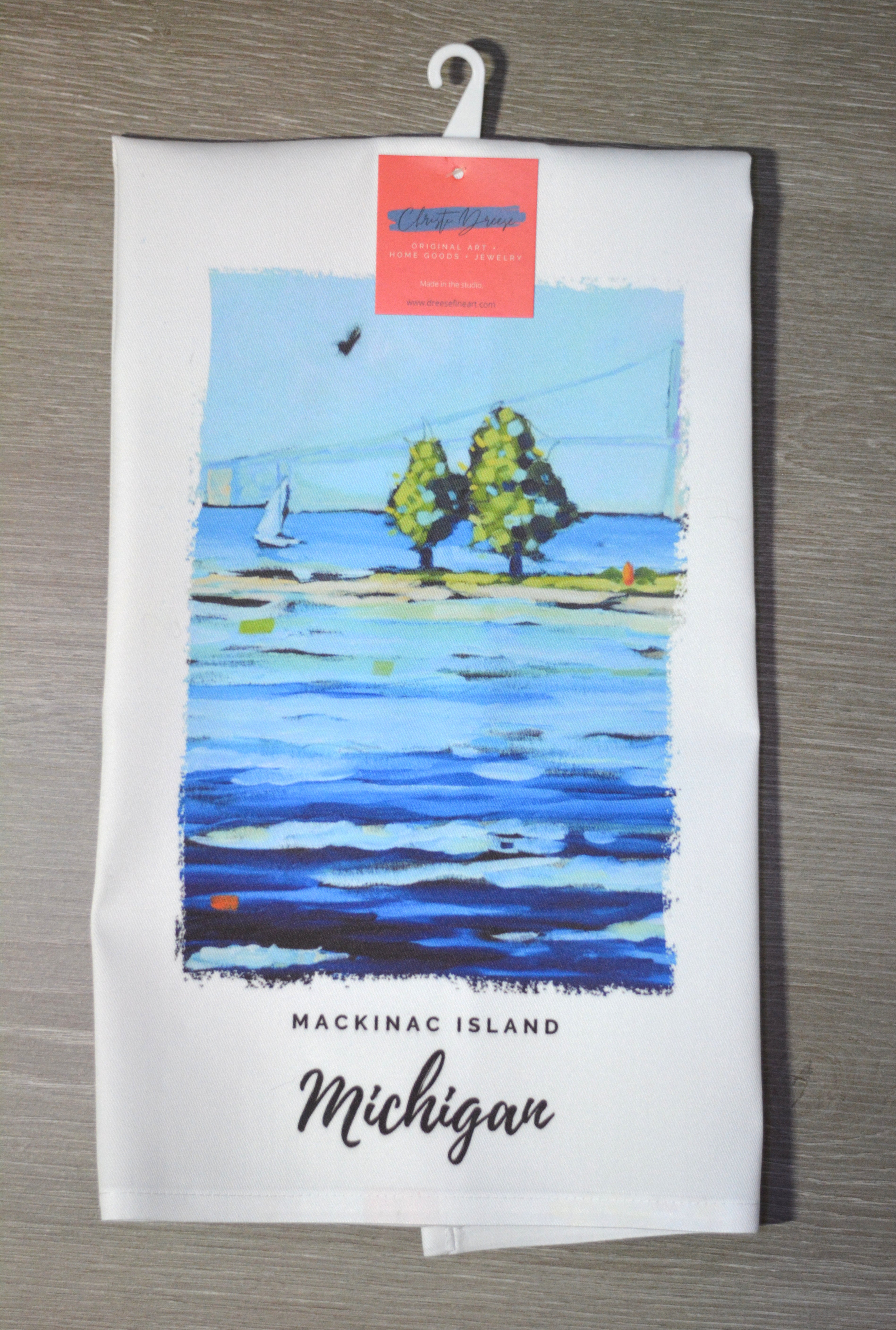 Dish Towel - "Sailing- Mackinac Bridge Kitchen Towel"