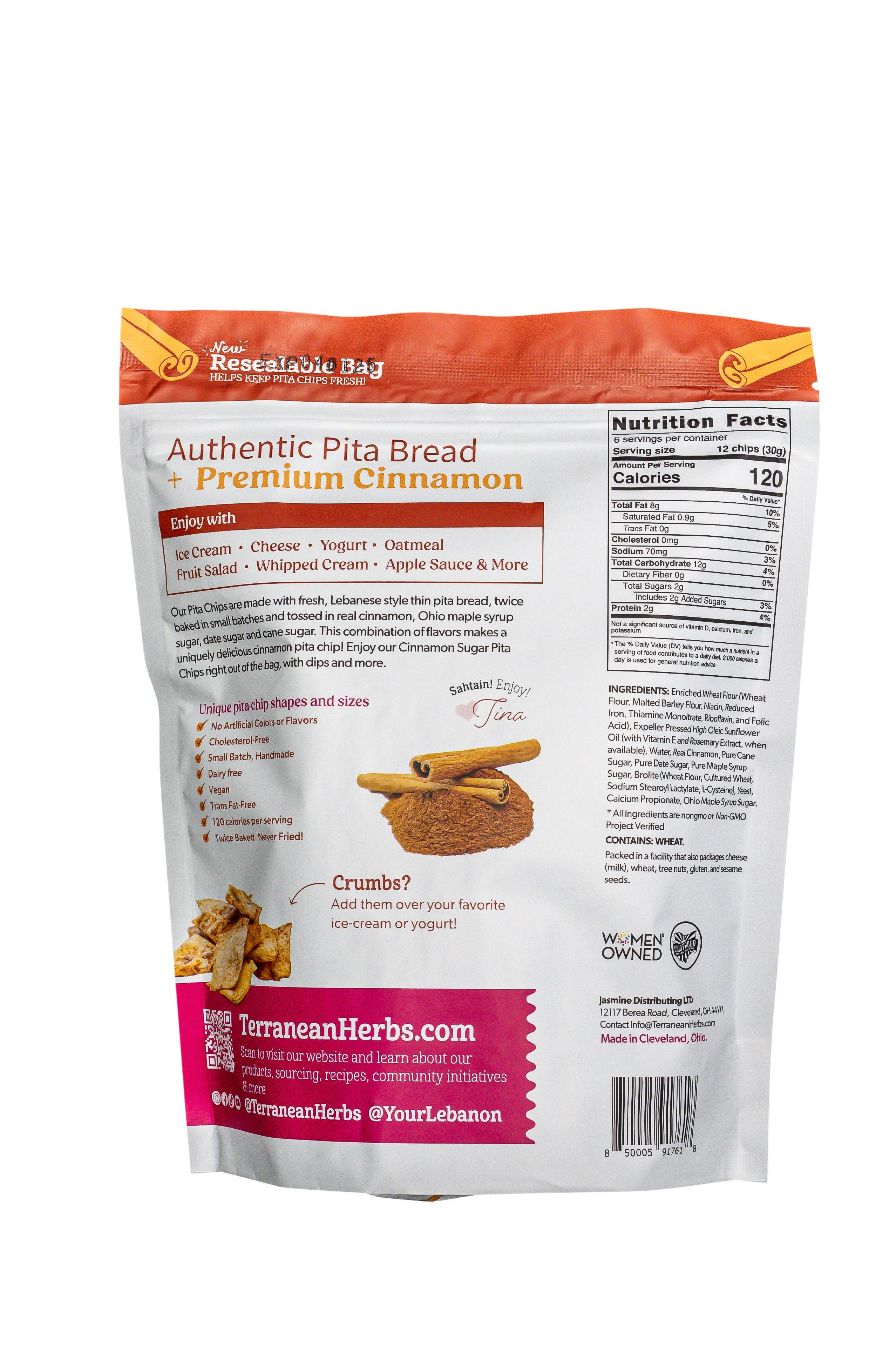 Cinnamon Sugar Twice-Baked Pita Chips ft. Date Sugar & Maple Sugar! 6.5 oz.