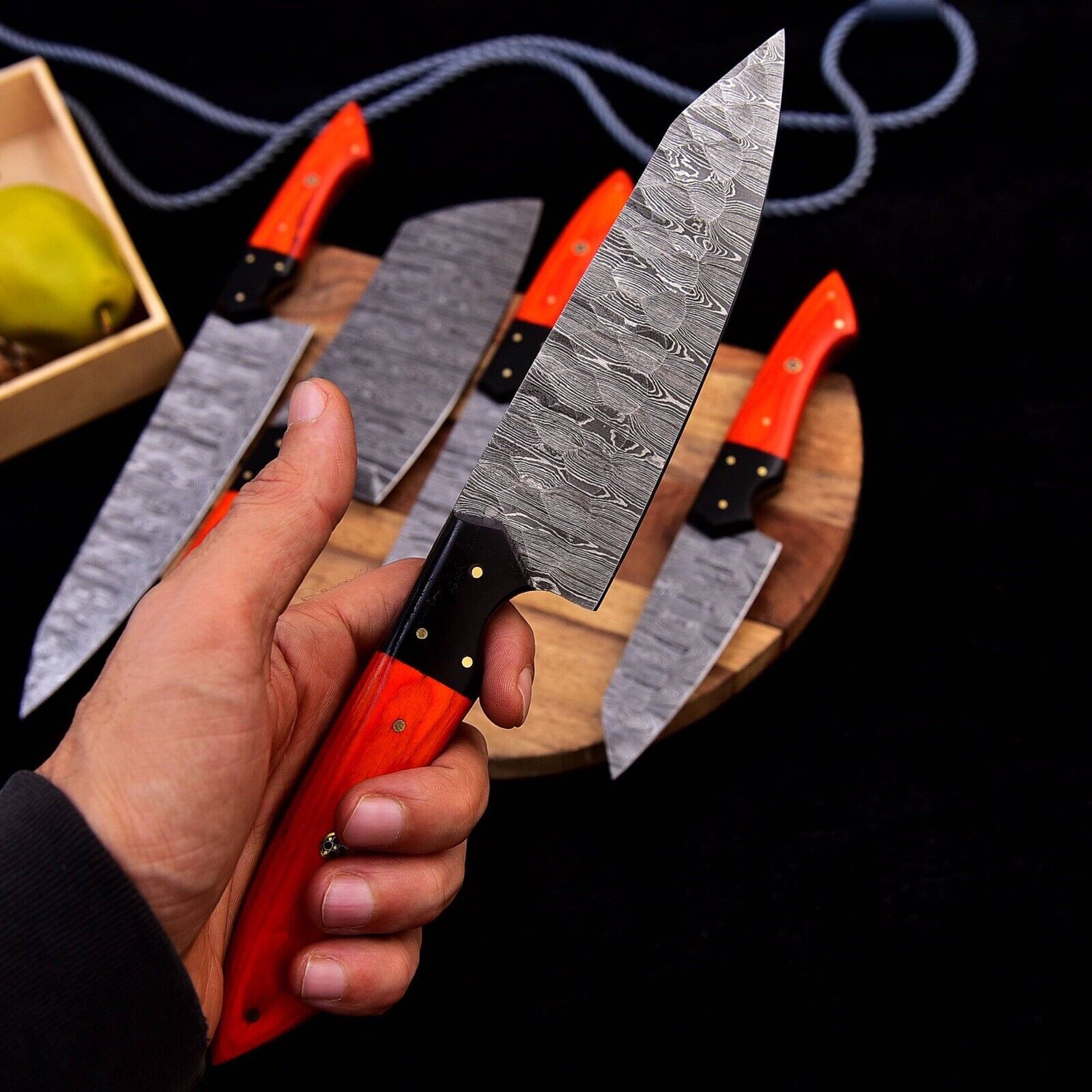Custom Handmade Damascus Knife Kitchen Set