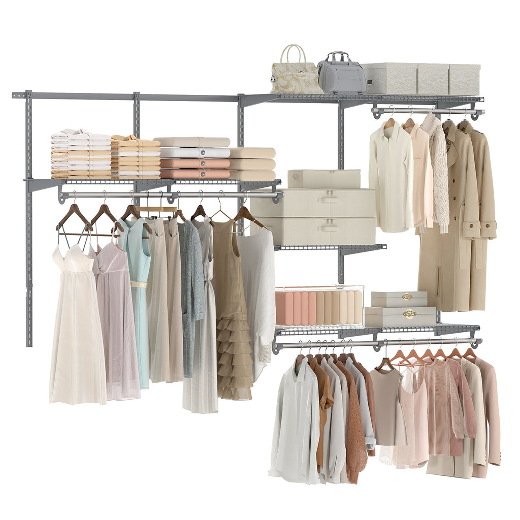 Closet System 4-8 FT Wall-Mounted Closet Shelves and Rod