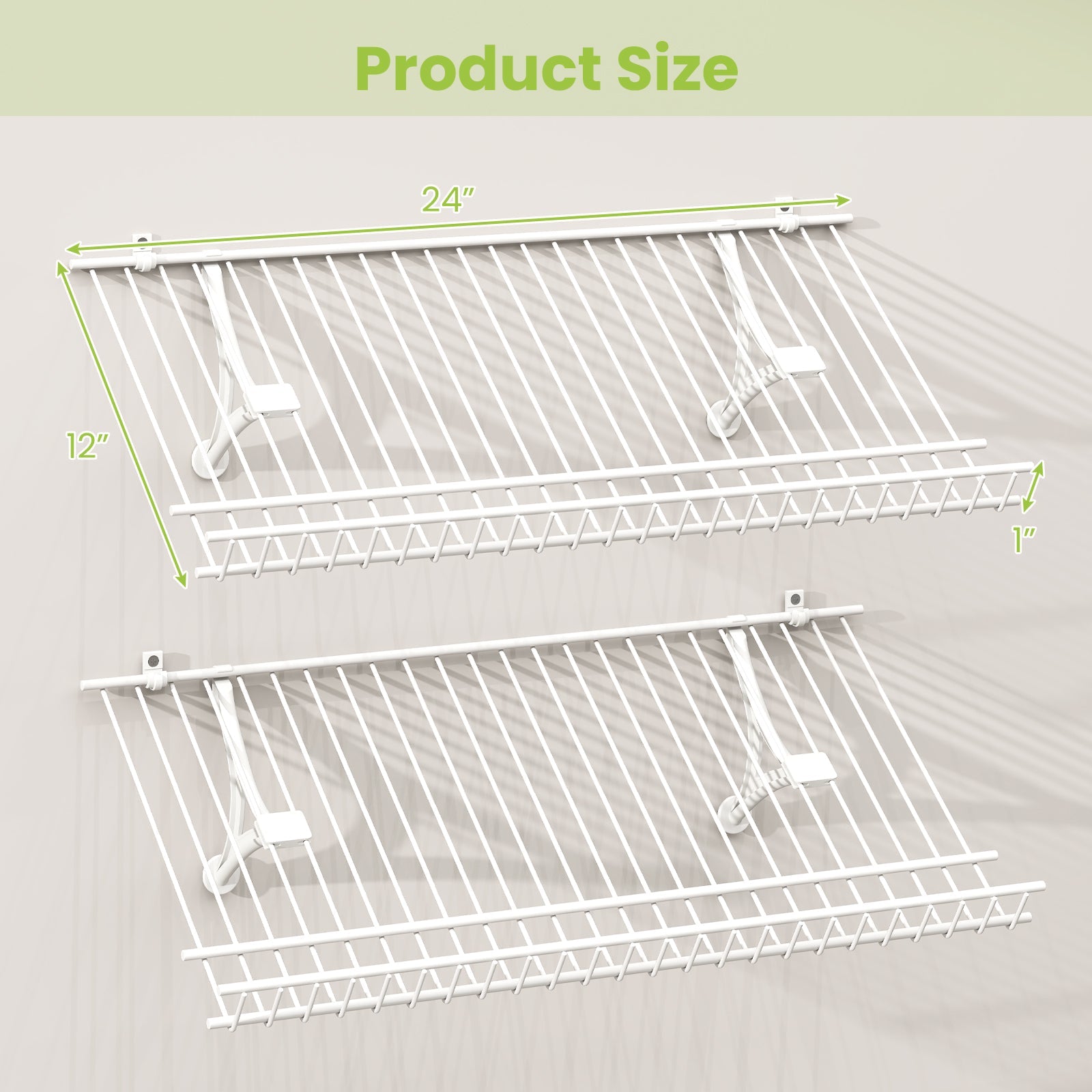 Closet Shelves Wall Mounted Set of 2 Metal Wire Shoe Racks