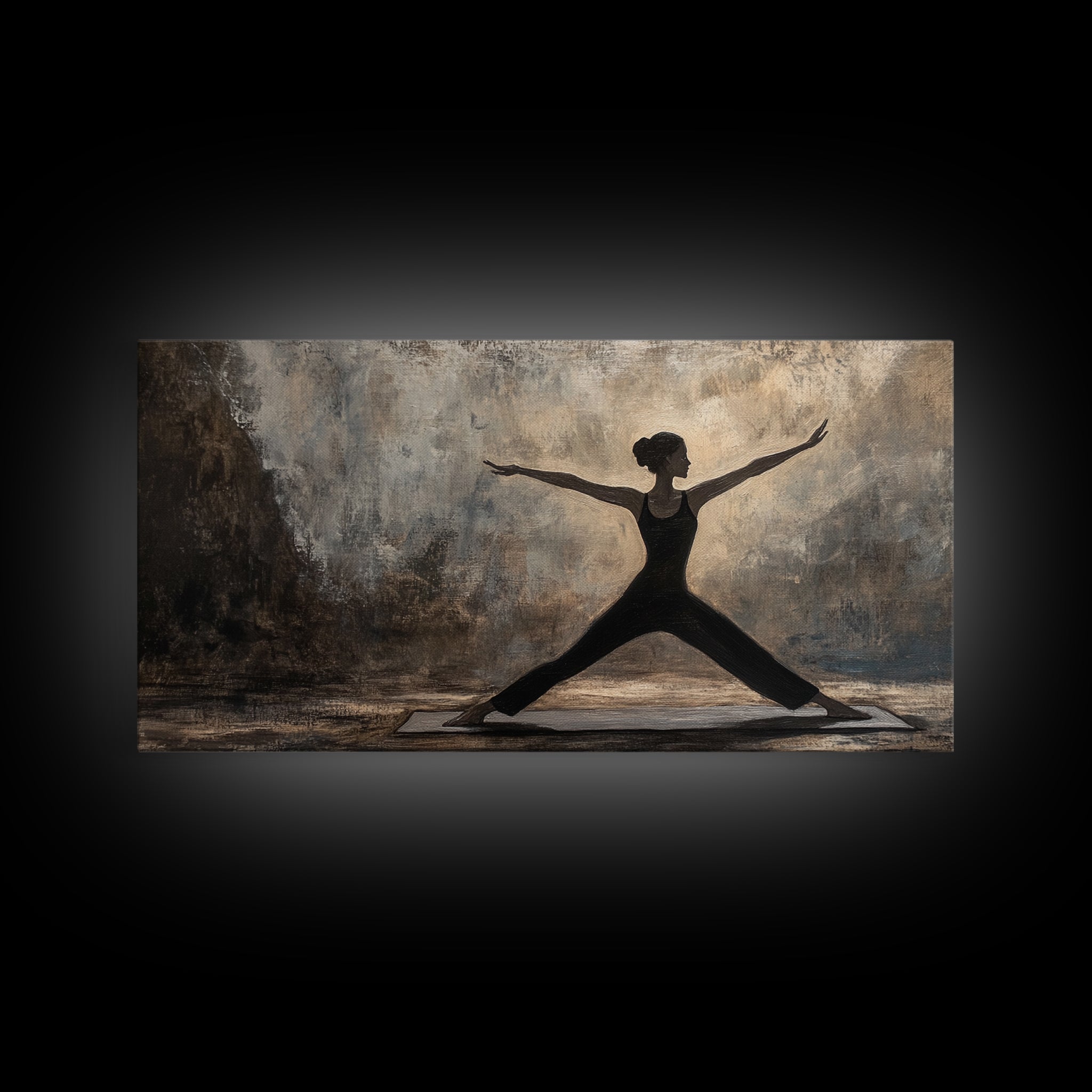 Warrior Pose Canvas Print Zen Yoga Wall Art Neutral Modern Minimalist Living Room Home Decor Therapy Art Unique Gift Idea Boho