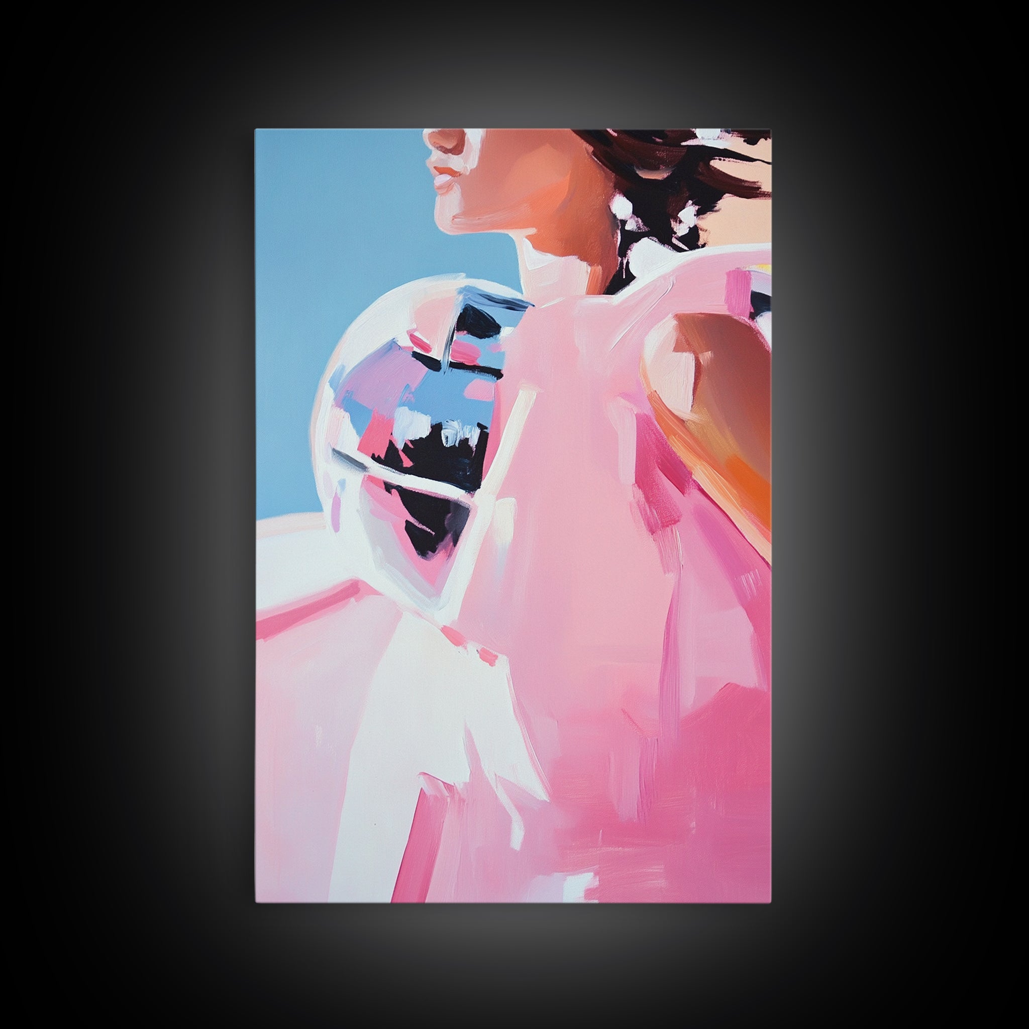 Mirror Ball, Feminine Glam Art, Abstract Reflection, Soft Pastel Aesthetic, Modern Minimalist Decor, Living Room Wall Art, Canvas Print
