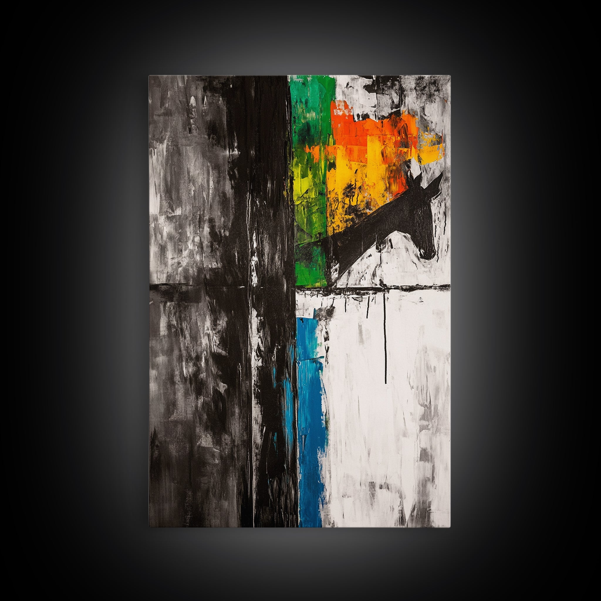 Abstract Horse, Bold Colors, Contemporary Art, Expressionist Painting, Canvas Print, Farmhouse Wall Art, Rustic Decor, Living Room Art