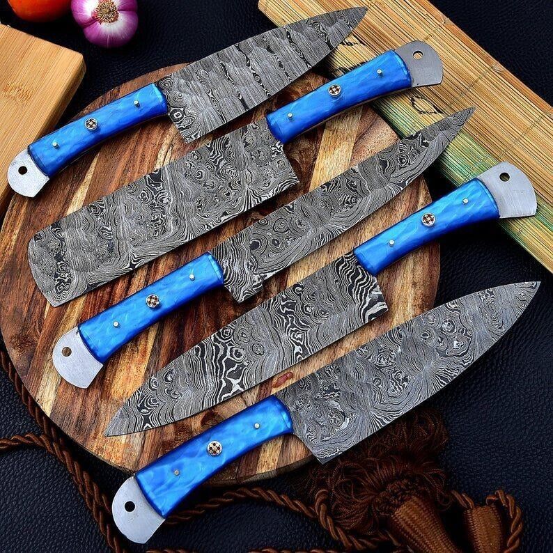 Custom Handmade Damascus Knife Kitchen Set
