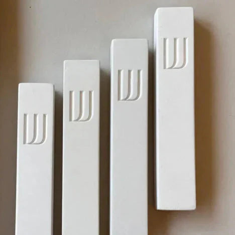 Handmade Personalized House Sign with Engraved Design, Crafted from Clean White Concrete - Snow series