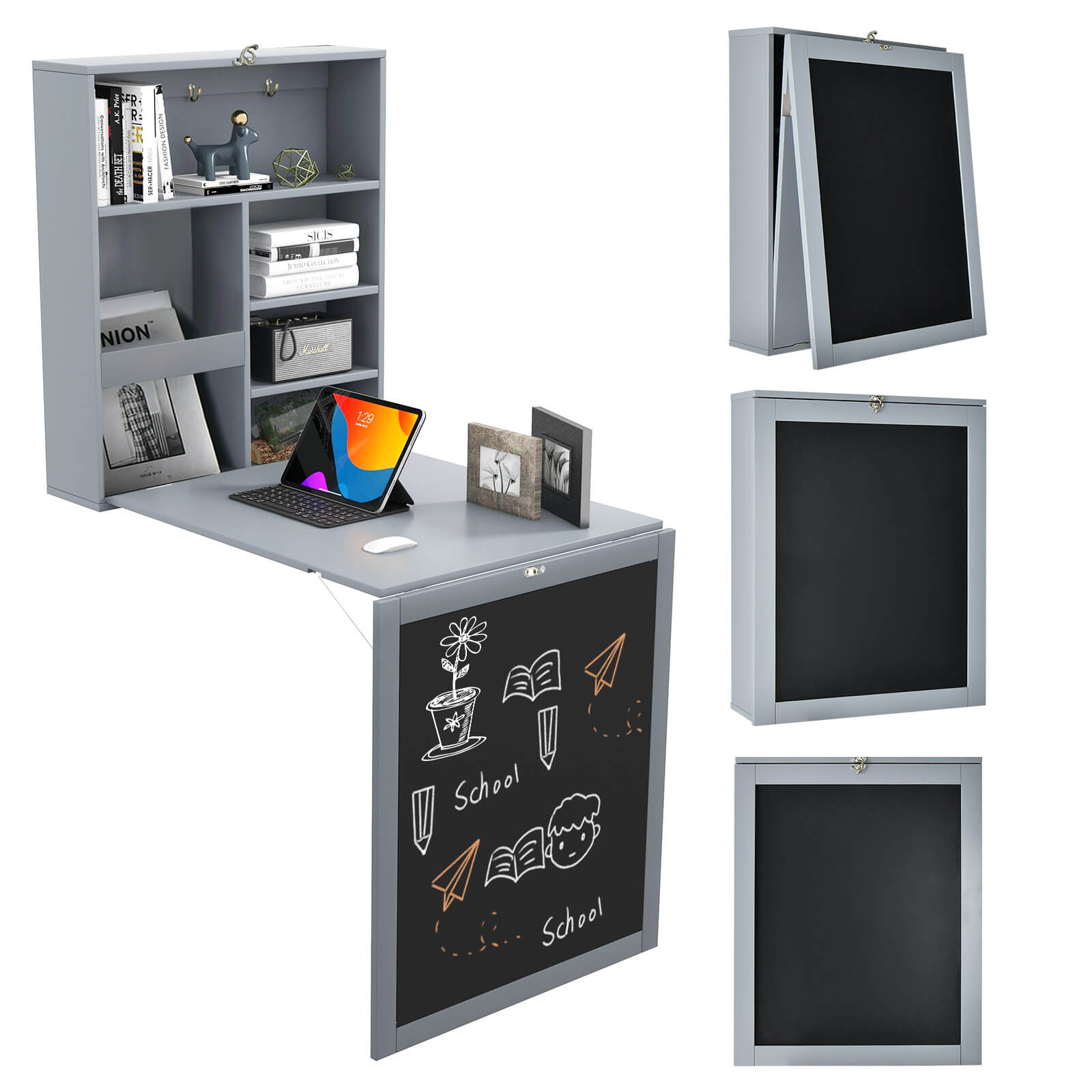 Convertible Wall Mounted Table with A Chalkboard