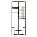 Corner Hall Tree Freestanding Coat Rack with Storage Shelves Removable Hooks