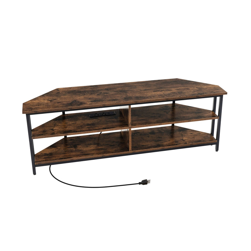 3-Tier Corner TV Stand for TVs up to 65 Inches with Charging Station