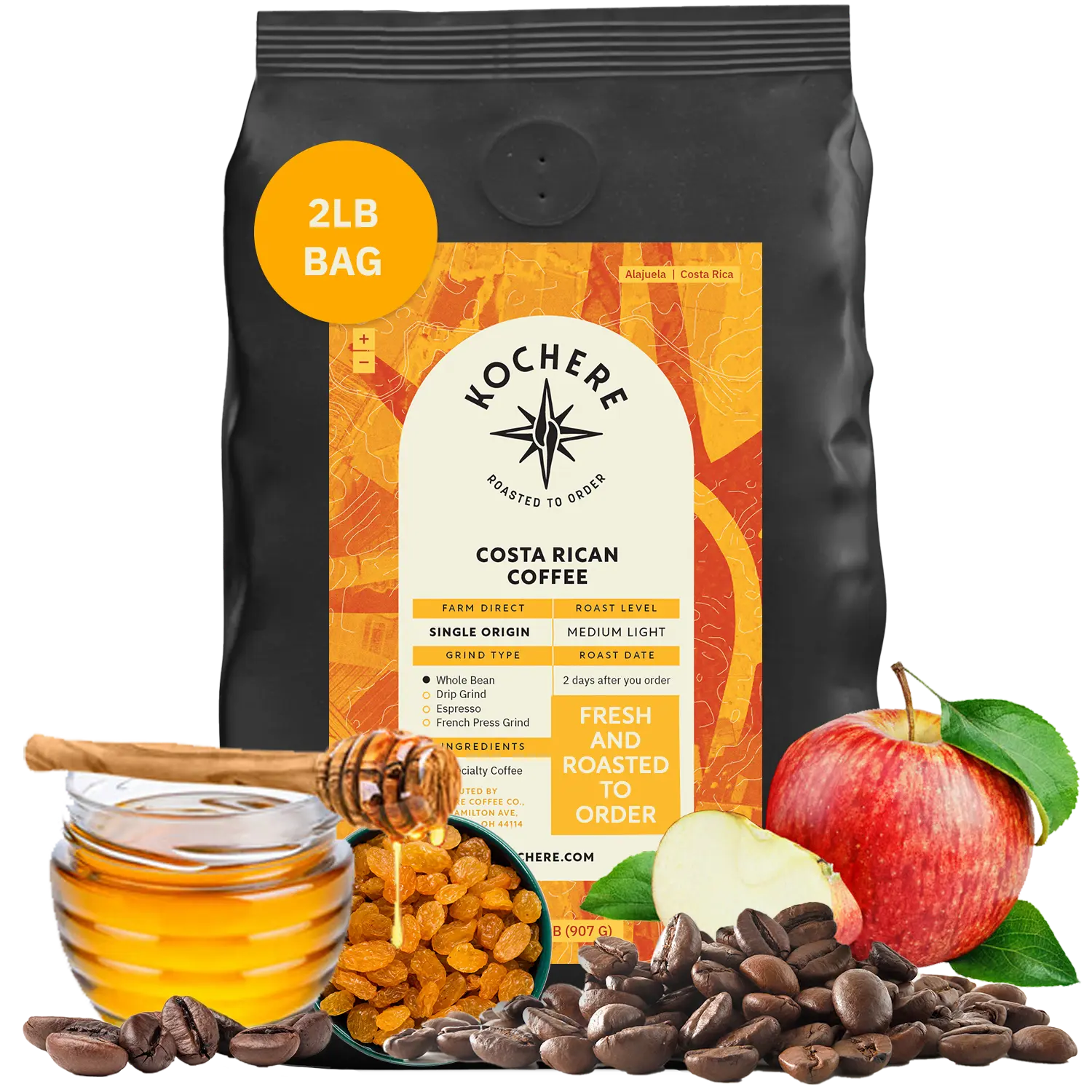 Kochere Coffee Costa Rican Alajuela Medium Roast - Sweet Apple, Raisin Notes