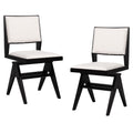 Swivel Wooden Dining Chair Set of 2 with Rubber Wood Frame and Padded Seat-Black