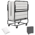 Space-Saving Narrow Twin Rollaway Bed with Pillow and Side Organizer Pocket
