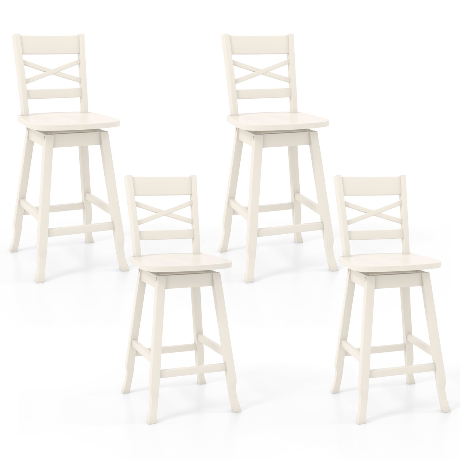 Swivel 24-Inch Counter Height Stool Set of 2 with Inclined Backrest