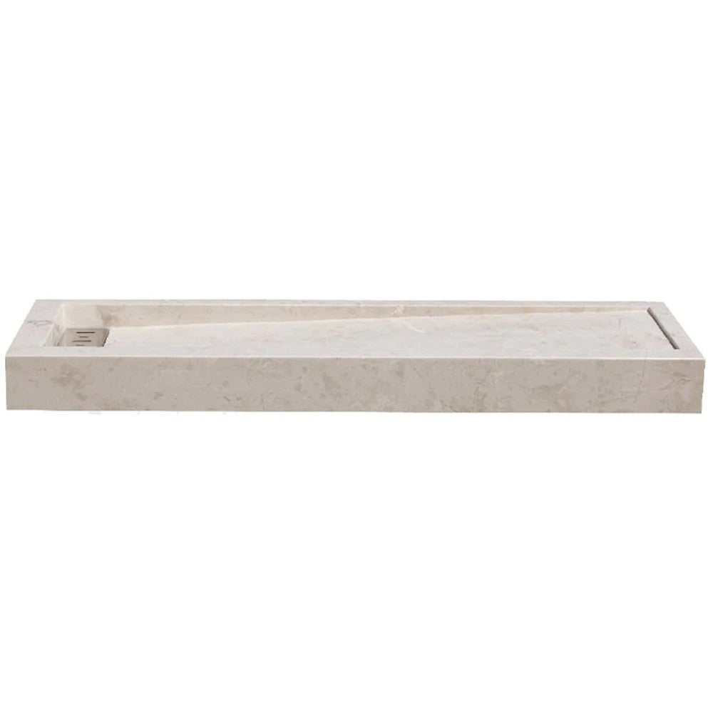 Cream Royal Marble Hand Carved Rectangular Shower Base 16 x 48 Inch Honed Finish