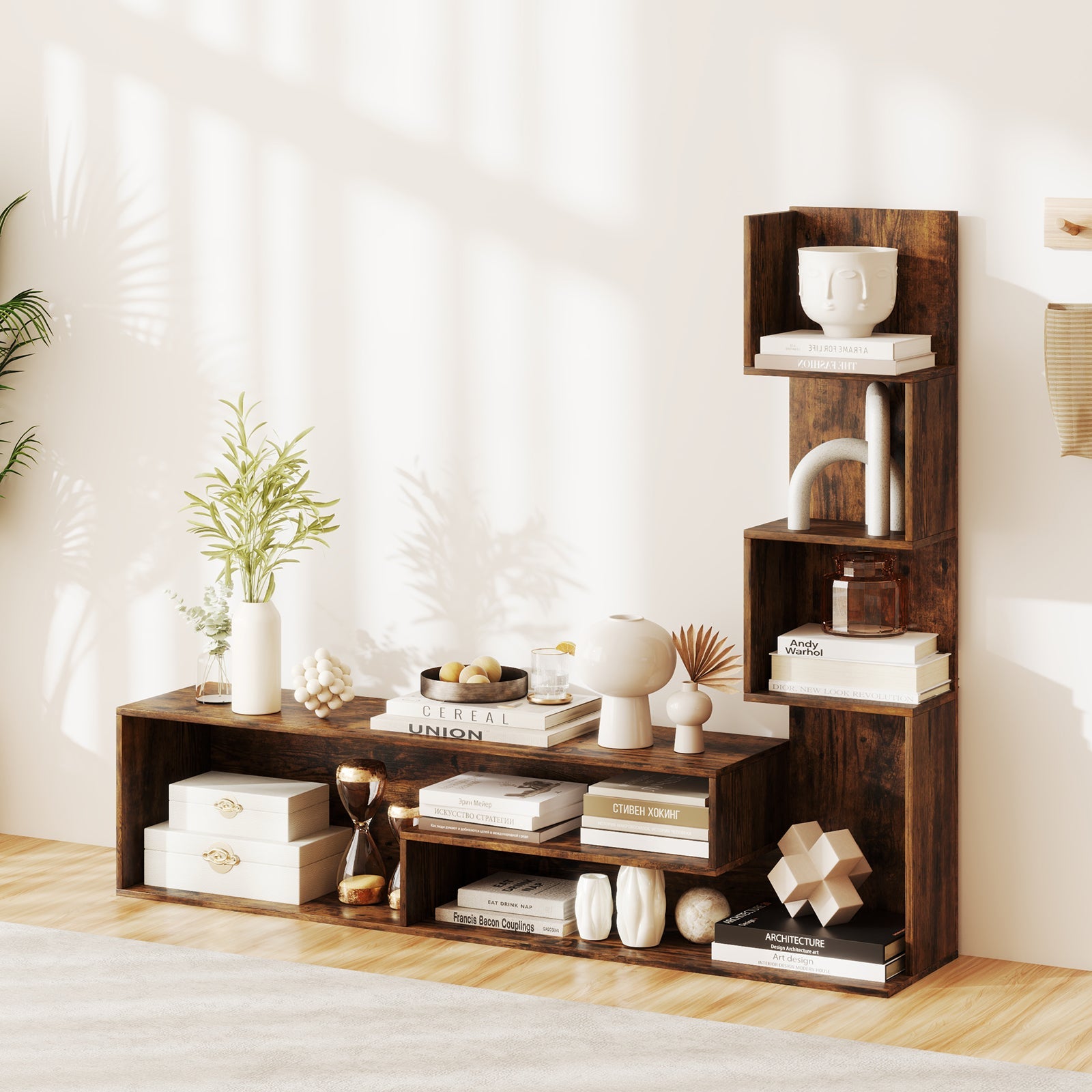 Cube TV Stand for TVs up to 50 Inch Media Console Table with Storage Shelves