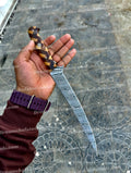 Custom Handmade Damascus Steel Fillet Knife with Custom Rosewood and Olive Wood Handle - 13" Overall Length