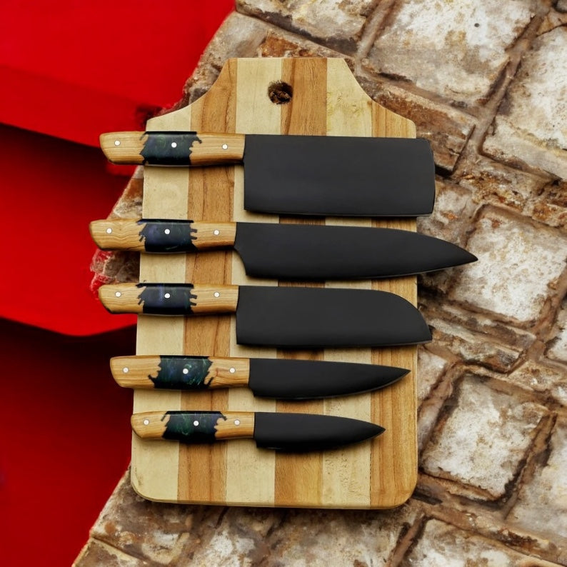 "Premium Custom Kitchen Knife Set – Handcrafted Stainless Steel Blades"
