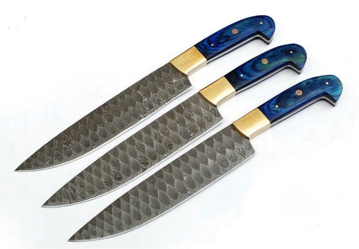 Premium Custom Handmade Damascus Knife Set – 7” Blade with Pakkawood Handle