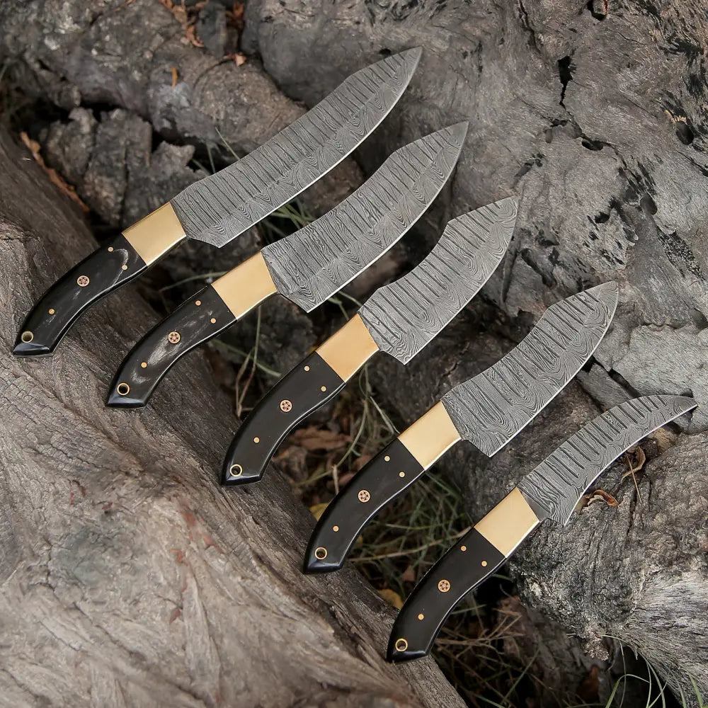 Custom Handmade Damascus Steel Kitchen Knife Set