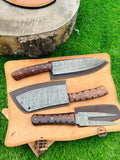 Custom Damascus Steel Knife Sets - Hand Forged Blades & Pakkawood Handles