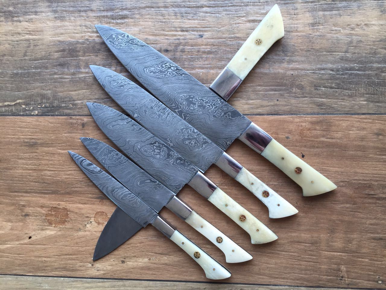Custom Handmade Damascus Steel Knife Set – 8-Inch Blade