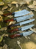 Premium Damascus Steel Knife Sets - Hand Forged, Rosewood & Buffalo Horn Handles