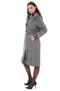 Karolina Genuine Silver Fox Wool Blend Coat