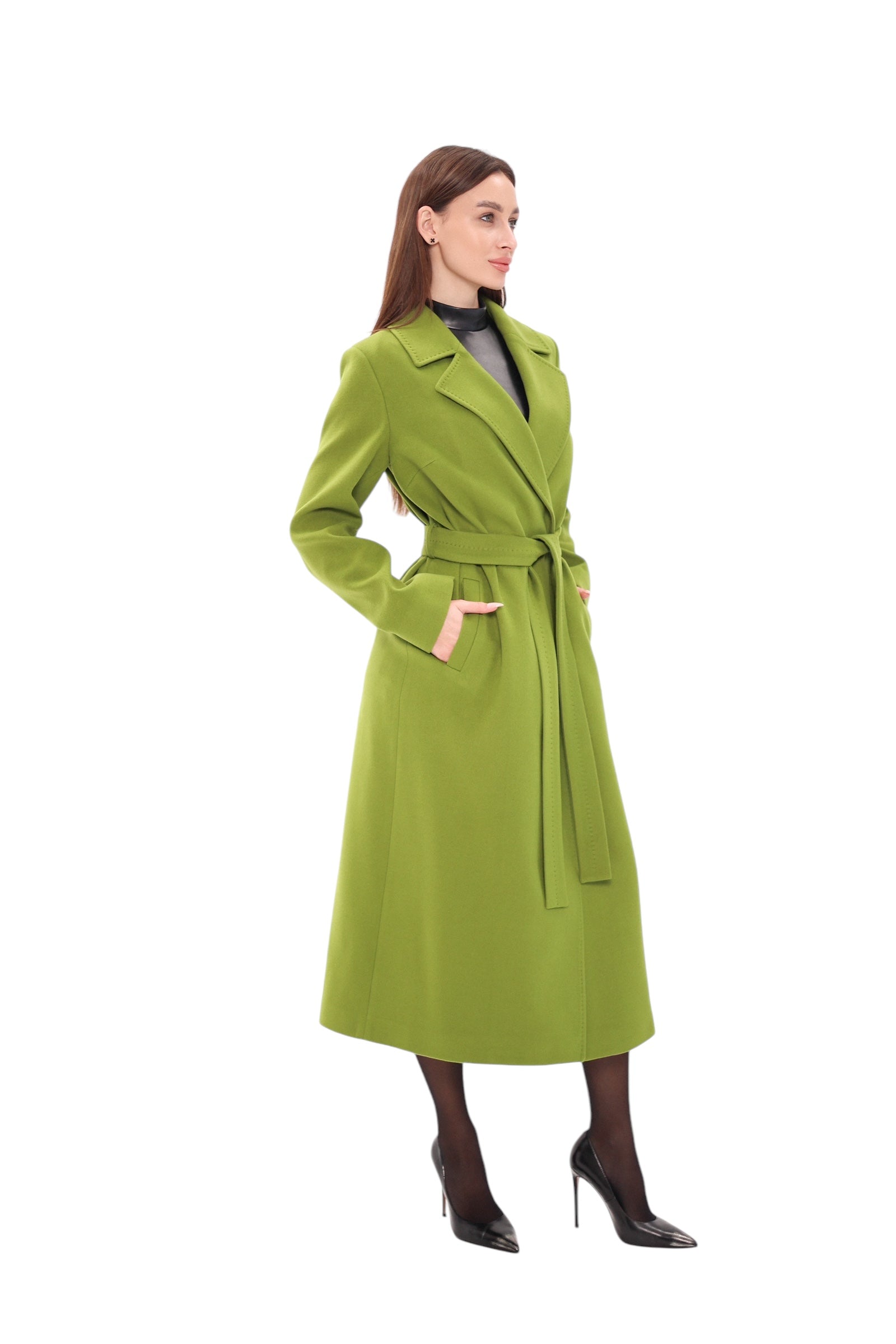 Astoria Classic Wraparound Wool Blend Overcoat in Pistachio