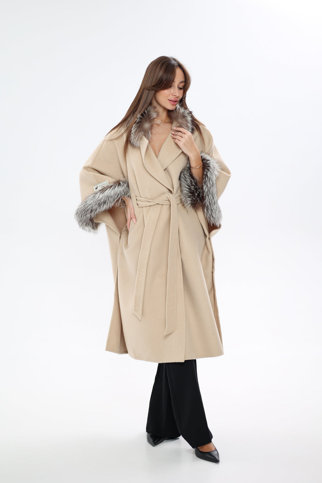 Saga®Furs Silver Fox Wool Alpaca Coat