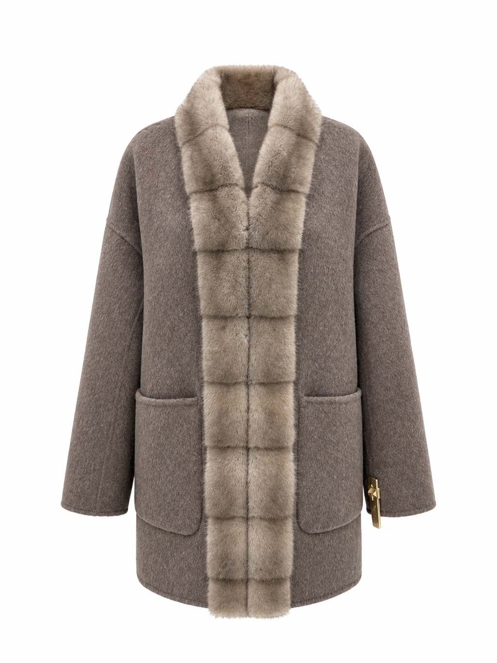 ⇆ Reversible Genuine Mink Fur Virgin Wool Coat