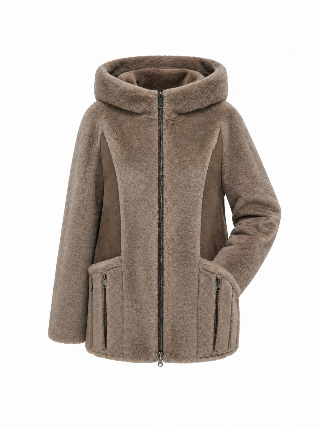 ⇆  Reversible Faux Fur–Suede Hooded Jacket