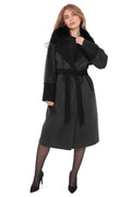 Boston Genuine Silver Fox Cashmere Blend Double-Face Coat in Graphite