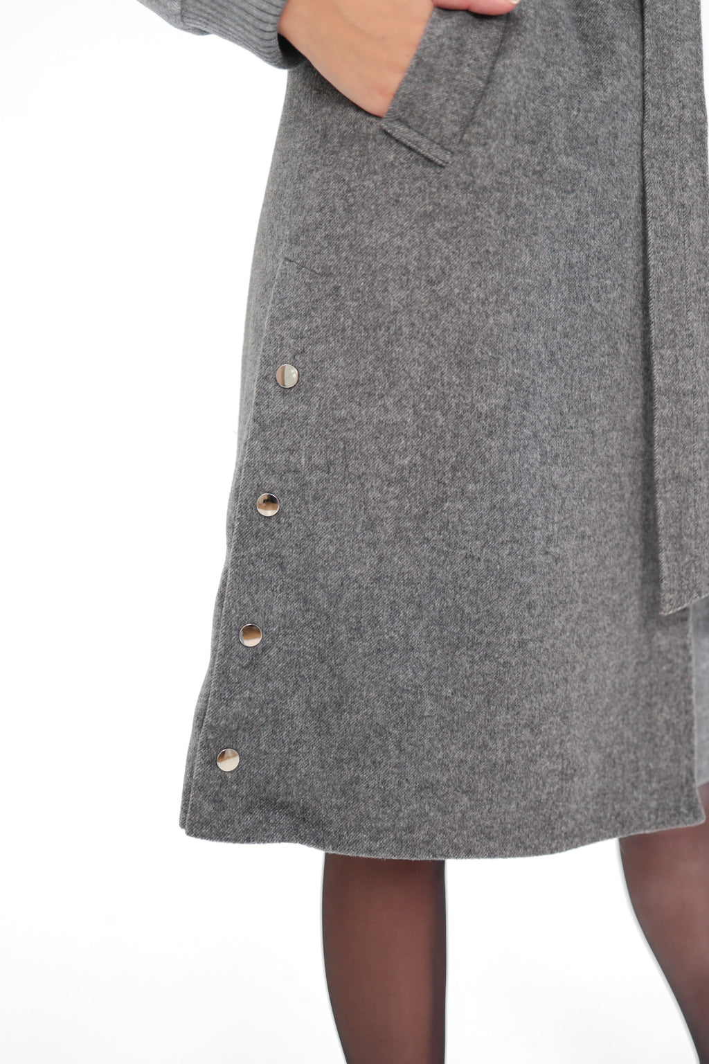 Karolina Genuine Silver Fox Wool Blend Coat