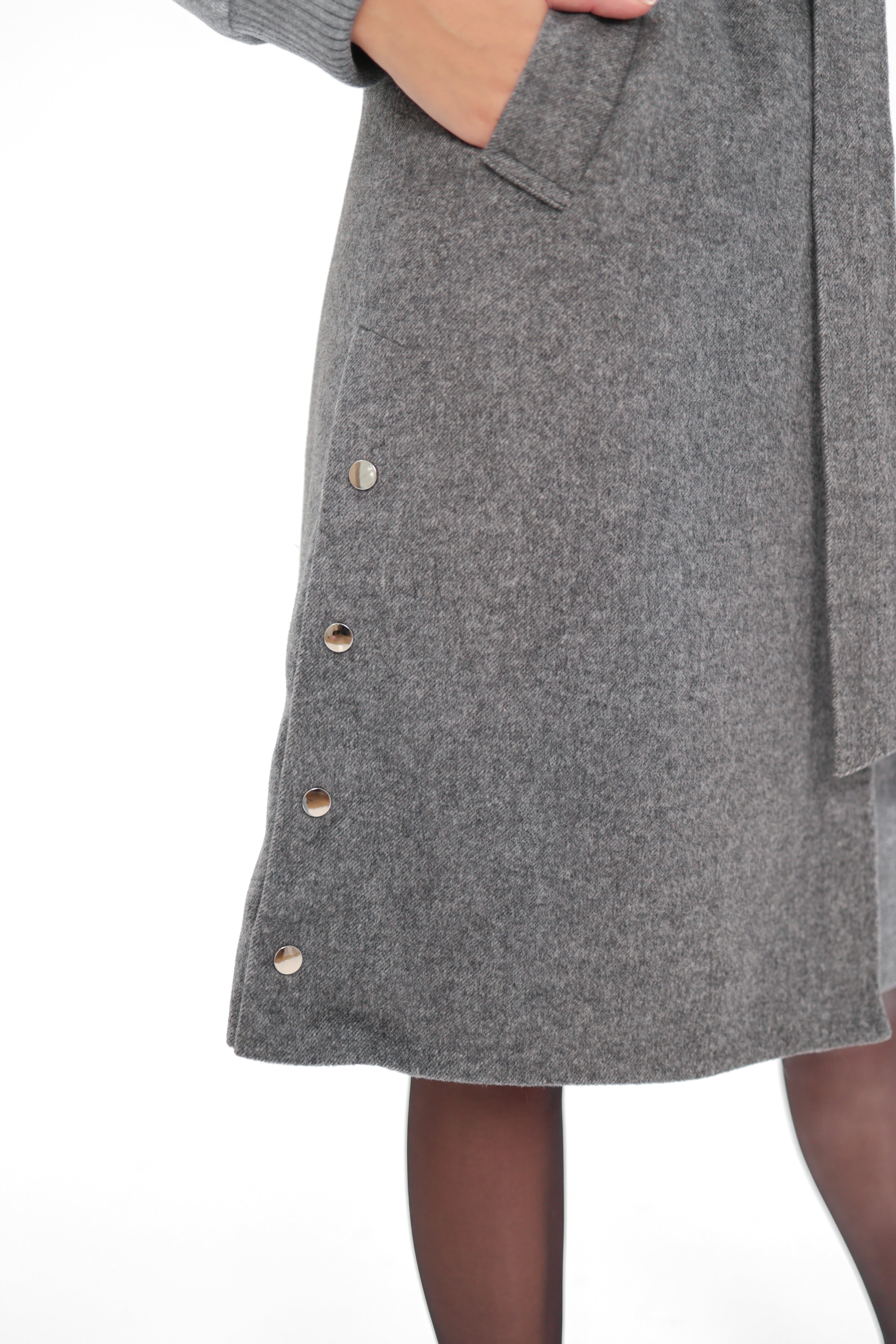 Karolina Genuine Silver Fox Wool Blend Coat